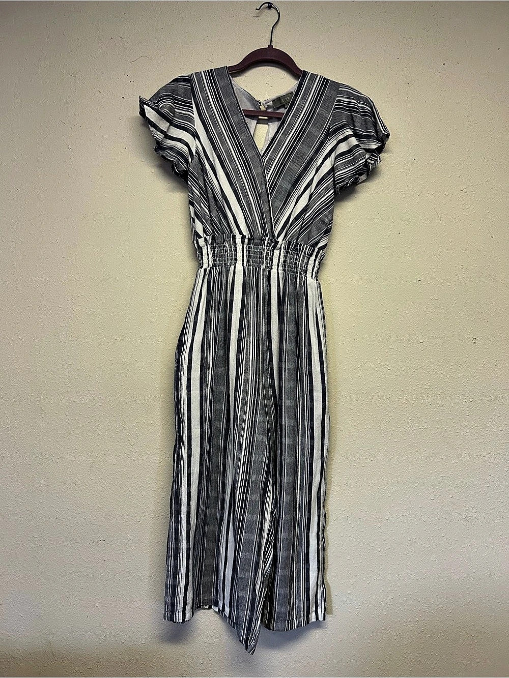 J.Crew Striped Wide Leg Jumpsuit Blue White Size Medium